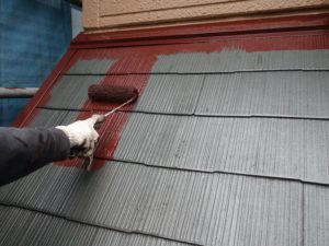 屋根塗装中塗り